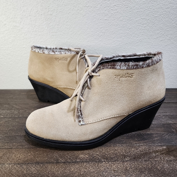 Martino Suede Ankle Bootie Wedges Made in Canada Size 9 - Picture 14 of 15